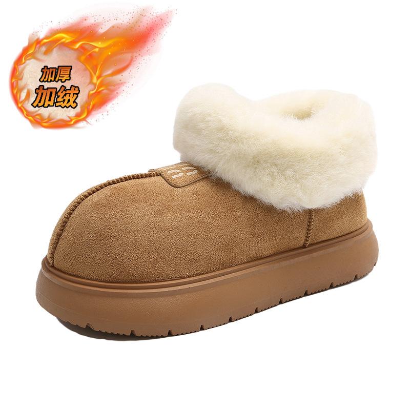 

Новые осенне-зимние бархатные утолщенные пушистые туфли с большой головой, мягкая подошва, толстая подошва, меховые интегрированные теплые зимние ботинки, женская обувь 40