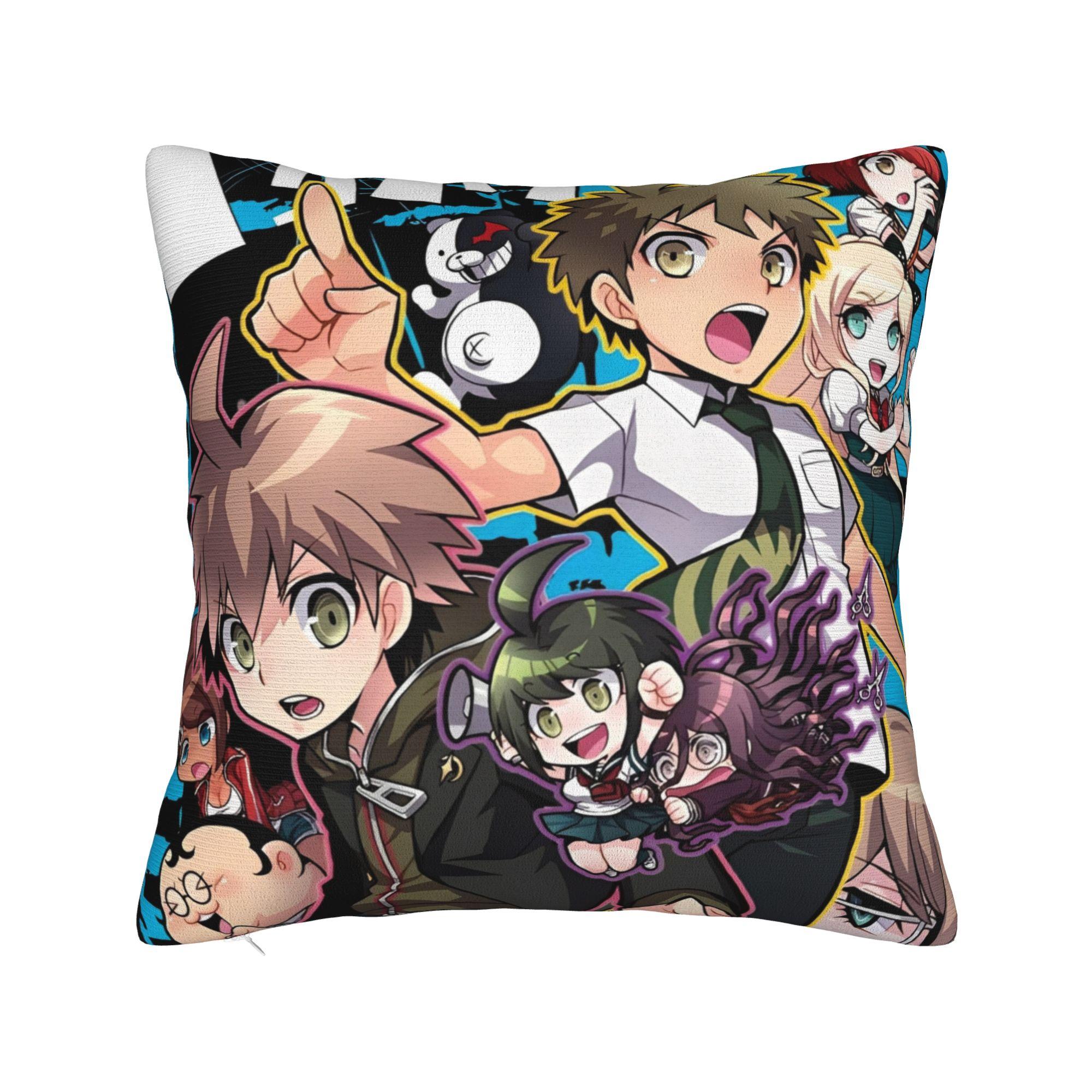 Декоративная Наволочка Danganronpa Японское Аниме Мерч Диван Наволочка Чехол Квадратный Мульти-Размер 12x12Inch