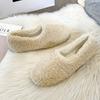 Fashion Crystal Metal Chains lambwool moccasins winter shoes woman warm curly fur flats female furry cotton snow boots shoes big size 43