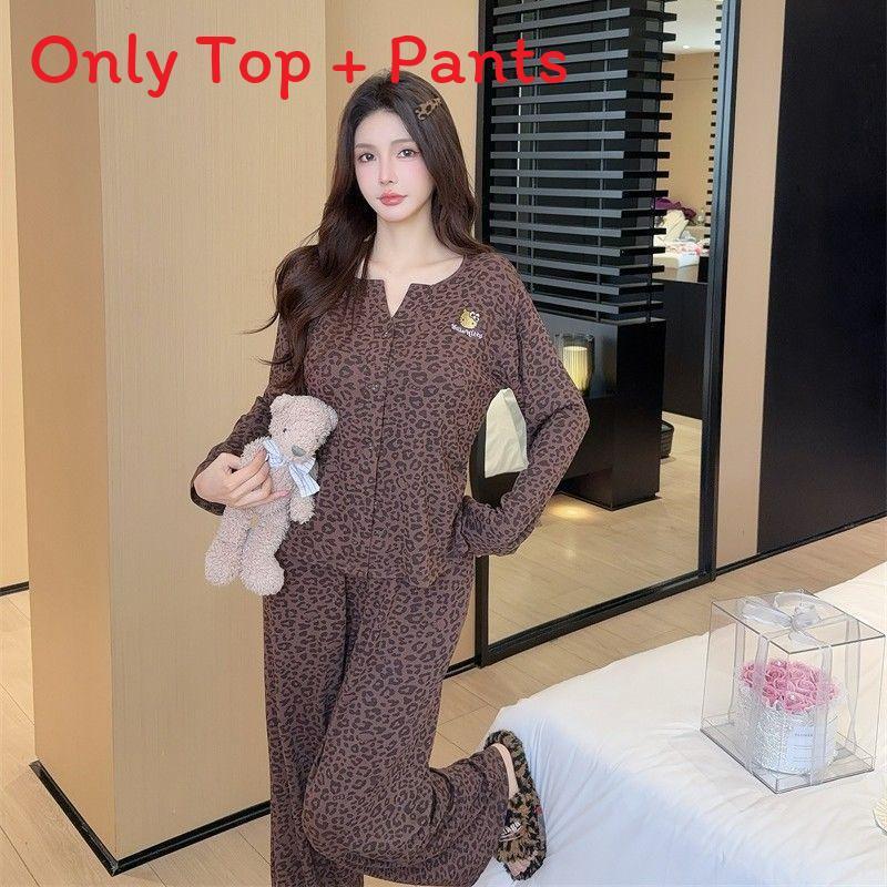 Minimalistisches Eis-Seiden-Schlafanzug-Set für Damen mit Langarm-Oberteil und Hose für bequeme Hauskleidung