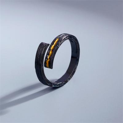 Retro Trendy Index Finger Ring Male Jewelry Simple Personality Open Ring Silver 925 Men Party Accessories Gold Geometry Pattern
