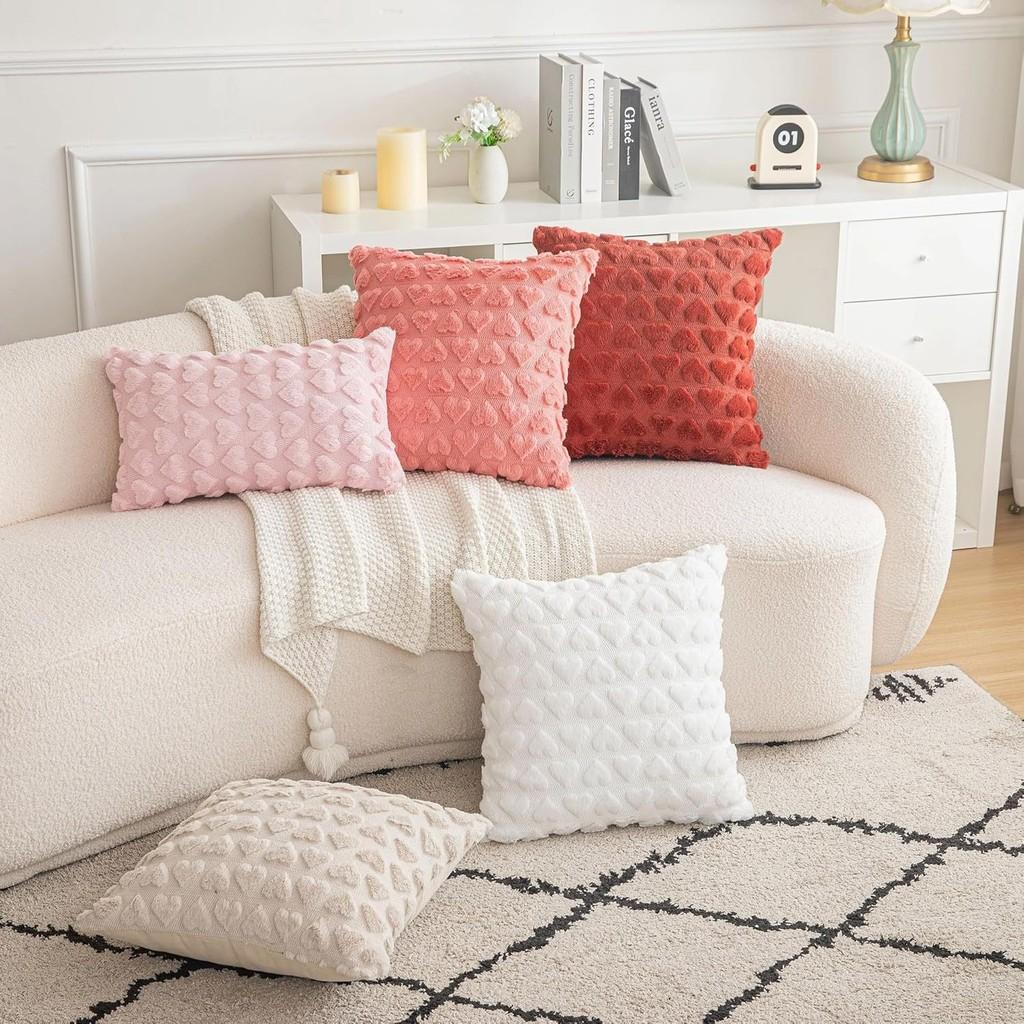 Cover Heartshaped Pillow Solid Color Plush Pillowcase Car Sofa Bedroom Cushion