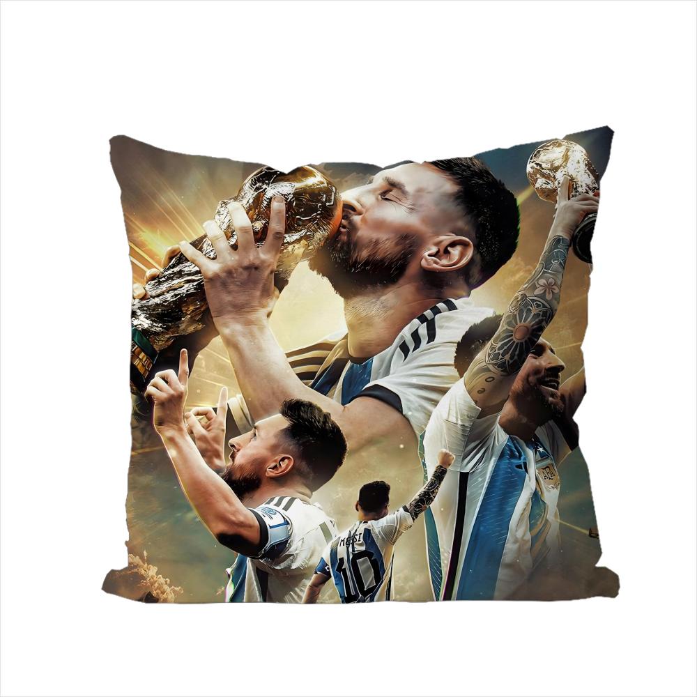 MMessi Pillow Case For Car Sofa Decorative Home Doublesided Print Plush Square Throw Pillow Cushion Cover