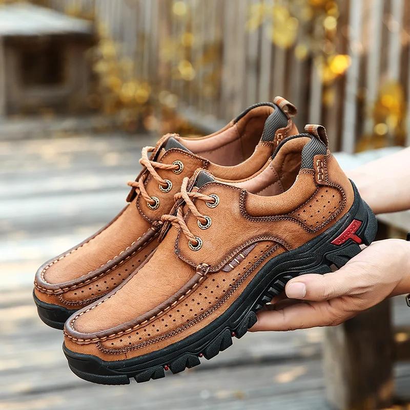 Fashion Outdoor Men's Hiking Shoes Genuine Leather Casual Leather Shoes Men's Shoes