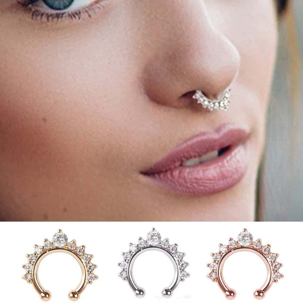 Trendy Unisex Simple Metal Punk U Shape Bear Nose Cuff Body Jewelry Fake Nose Ring Nose Stud