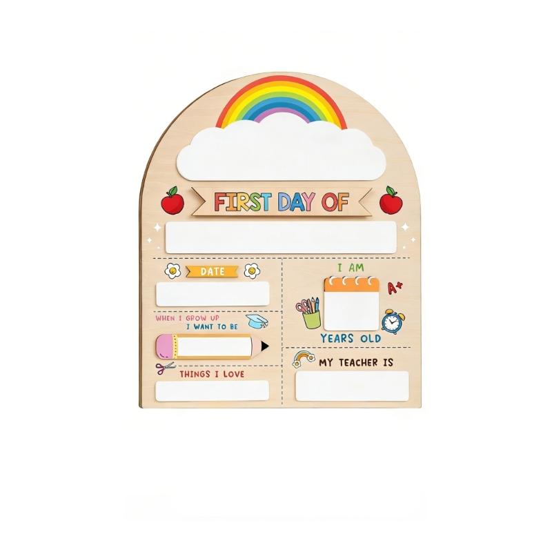 Beginning Day Of Education Sign Wooden Writing Panel For Kindergarten Preschool And Primary Kids With Marker Included