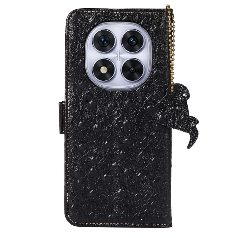For Xiaomi Redmi Note 14 Pro+ 5G/14 Pro 5G/Poco X7 5G Case RFID Blocking Genuine Cow Leather Phone Case Ostrich Texture