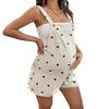 Maternity Pregnant Women Overalls Heart Floral Print Adjustable Waist Shortalls Rompers Spring Summer Casual Pregnancy Clothing