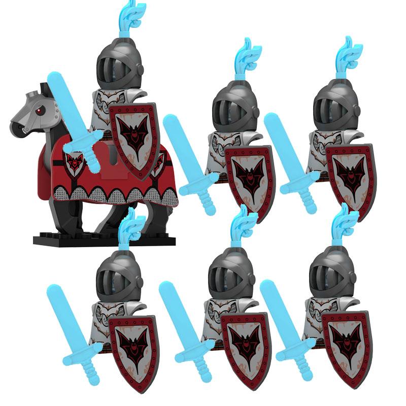 MOC Medieval Lion King Castle Knight Building Blocks Figure Accessories War Horse Cavalry Warrior Crusaders Toy Gift Bricks N029