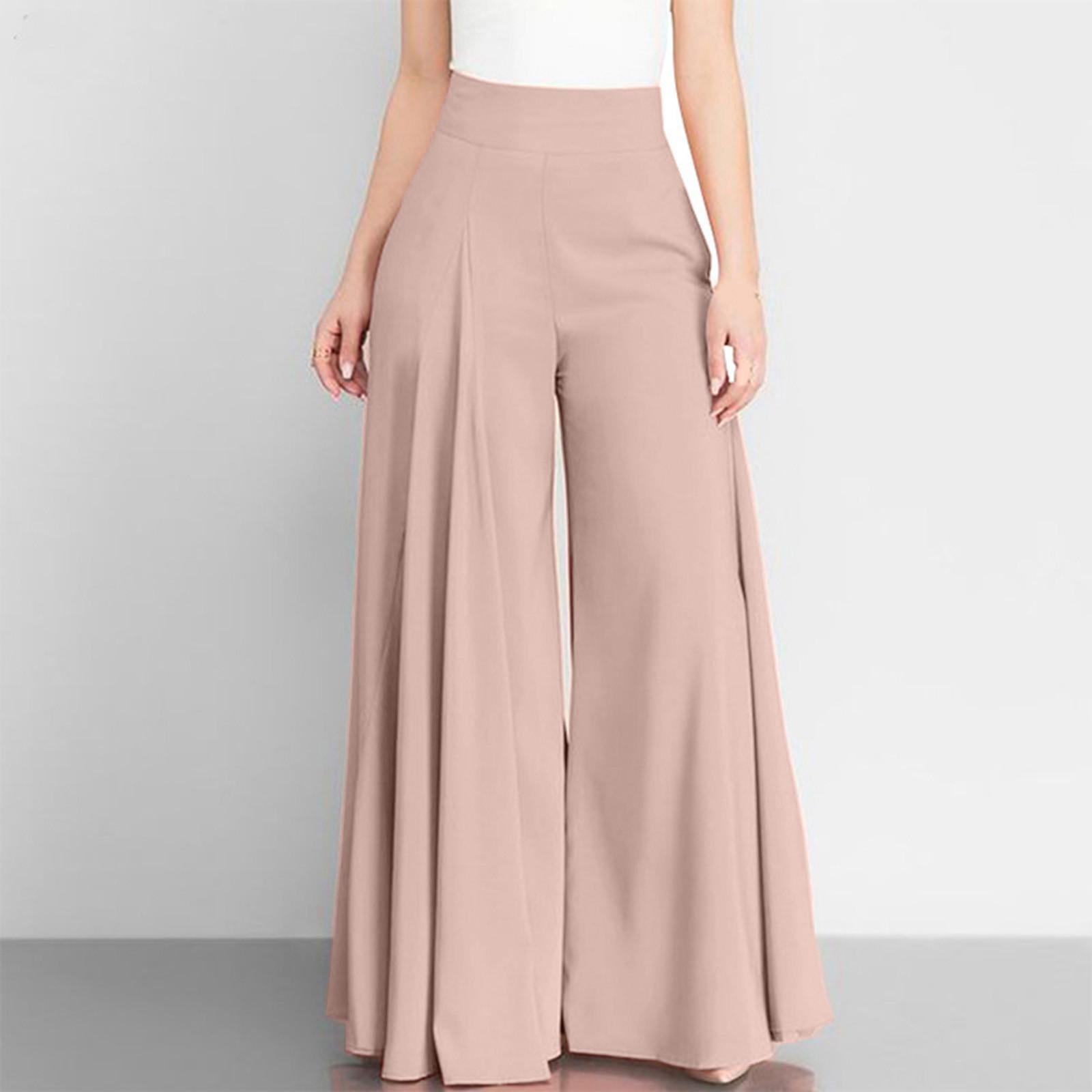 

Women s Casual Workplace Color Temperament Trousers Loose Wide Leg Pants XXXXXL рожевий