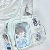 Large Capacity Transparent Ita Bag PU Leather Harajuku Shoulder Bag Preppy Style Handbag  Daily Use
