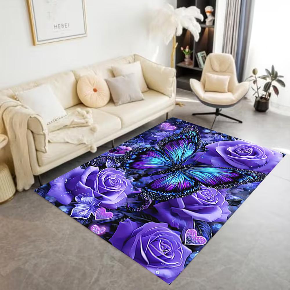 1pc Home Carpet Butterfly Design Non Slip Office Decor Gift Living Room Bedroom