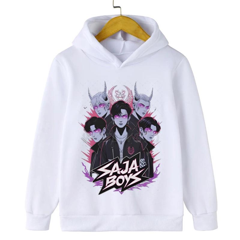 Anime Kpop Demon Hunters Saja Boys Hoodies Long Sleeve Casual Sweatshirt Harajuku Pullover Fans Gift Children's Boy Hooded Sweatshirts