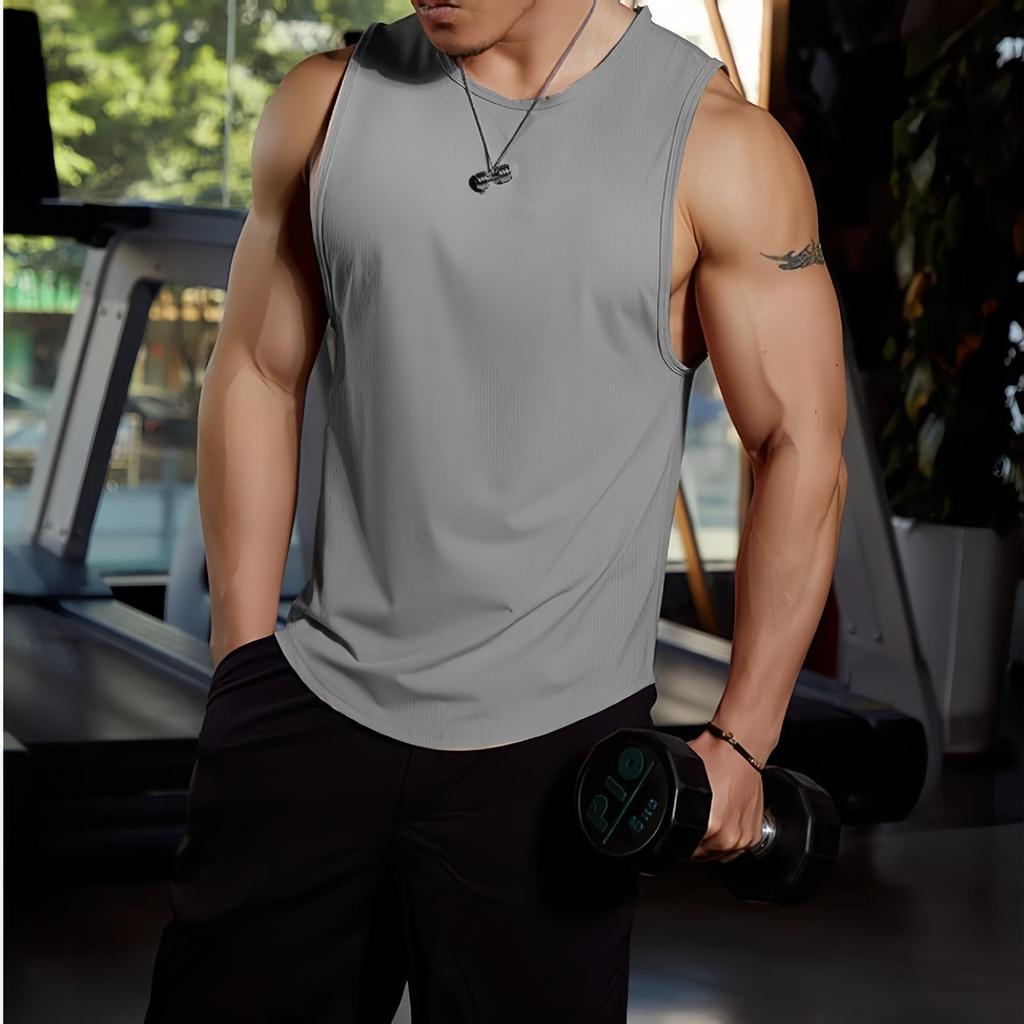 Men's Quick-Dry Sleeveless Sports Tank Top: Breathable, Sweat-Wicking Muscle Fitness Shirt for Summer Running & Training.