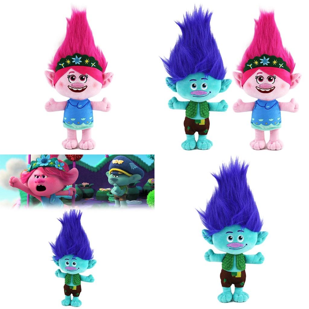 Trolls Band Together Plüschtier Entzückende Zeichentrickfigur 30 cm Höhe Junge mit blauem Haar und Mädchen mit rosa Haar Perfekt für Kinder im Alter von 7-14 Jahren