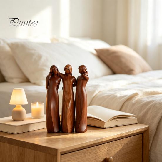 Creative Living Room Displays Sisterhood Wooden Figurine, Handcrafted Friendship Sculpture for Meaningful Keepsakes Bedroom Tabletop Ornament,