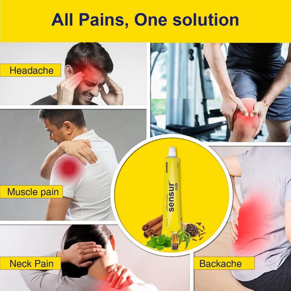 Sensur Ayurvedic Pain Relief Rub 30g Ointment Pack of 1 for Back, Shoulder, Muscular Strain, Sprain, Arthritis Relief