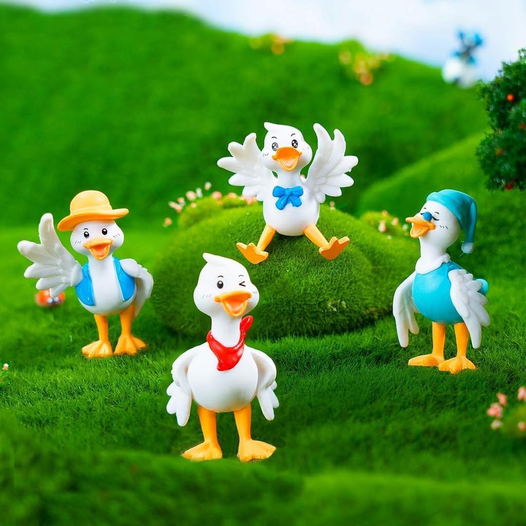 Pinenjoy 8-Piece Animal Figurine Set: Resin Duck Figurines, Cute Miniature Sculptures for Garden, Landscape, Aquarium Decoration, Funny Farm