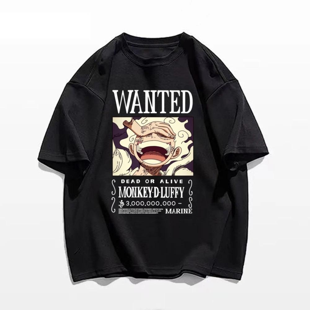 ONE PIECE Nika Luffy Bieg 5 Anime Mężczyźni Kobiety Letnia Koszulka Rekreacja Fitness Luźna Oversize Wygodna Bawełna Krótkie Rękawy Góra