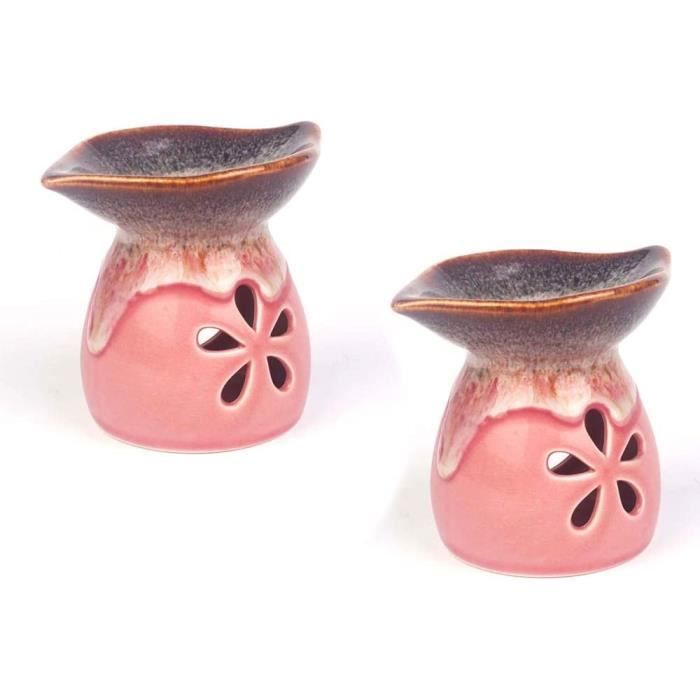 Brûleur d'arôme - A428 - Céramique - Multifonctionnel - Décoratif - Rose