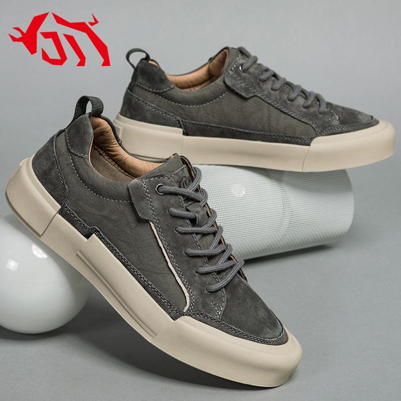 Trend Genuine Leather Casual Shoes for Men Luxury Platform Sneakers Non-Slip Flats Men Tenis Shoes Non-Slip Male Skateboard