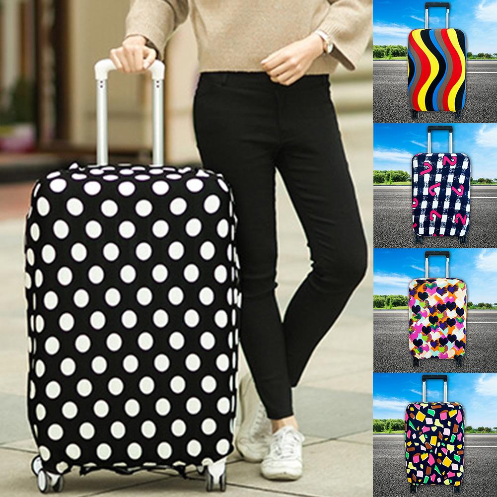 Anti Scratch Dustproof Suitcase Cover Elastic Seersucker Print Luggage Protector