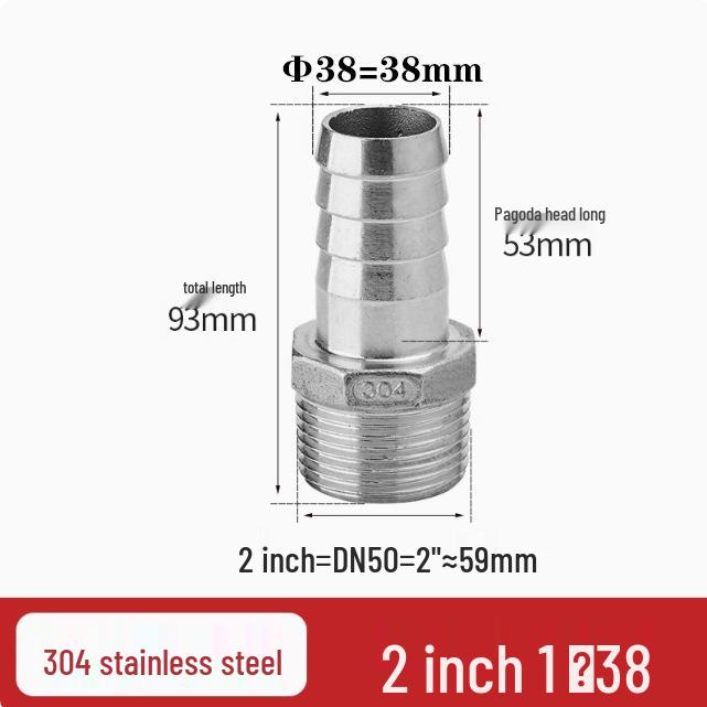 304 Stainless Steel Hex Male Thread Pagoda Fitting for Water/Air Hose