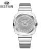 Men Square Quartz Wristwatch Stainless Steel Band Calendar Waterproof Business Male Gift Watch
