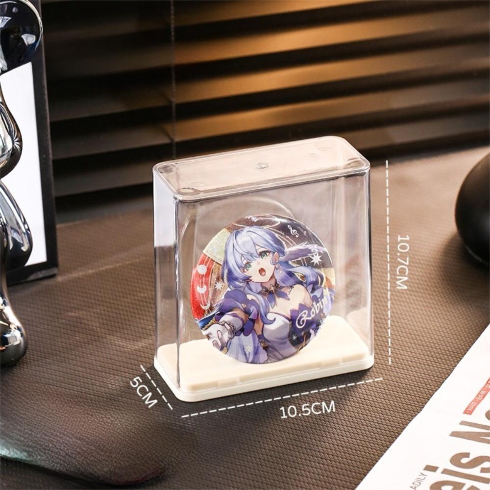 

Креативная акриловая стойка для значков Прозрачный пылезащитный органайзер для значков Штабелируемый ручной футляр для значков Предмет коллекционирования бежевый