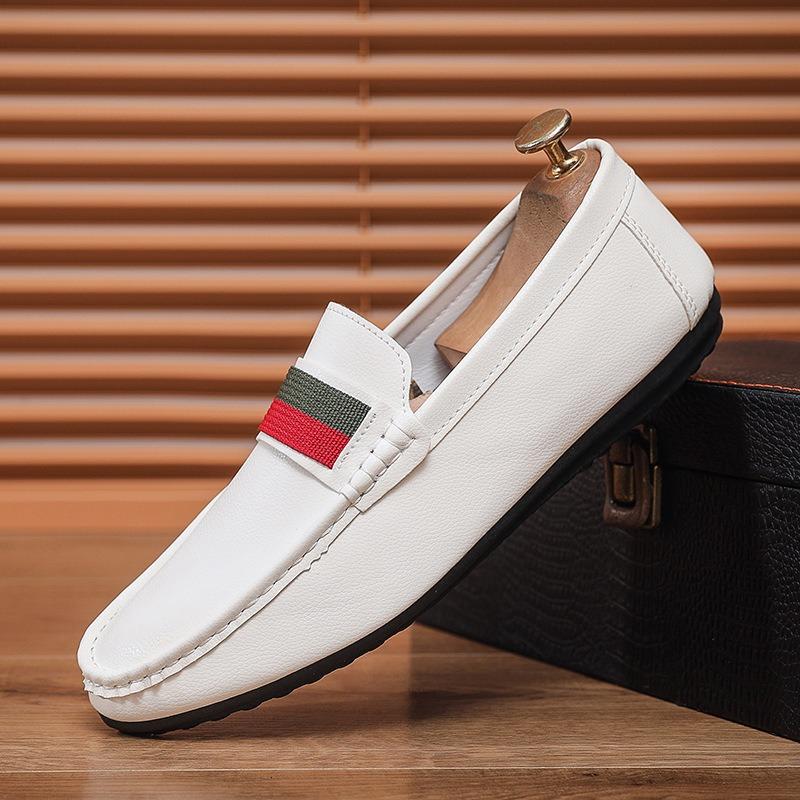 

Обувь Doudou, мужская летняя новая модная мужская обувь, универсальная мужская удобная мягкая подошва с одной педалью для вождения, повседневная кожаная обувь прилив 44