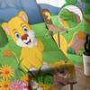 Lustiger Löwe-Cartoon im Dschungel, Tüllvorhänge für Wohnzimmer, Küche, Fenster, Vorhänge, Heimdekoration, transparenter Vorhang für Kinderschlafzimmer