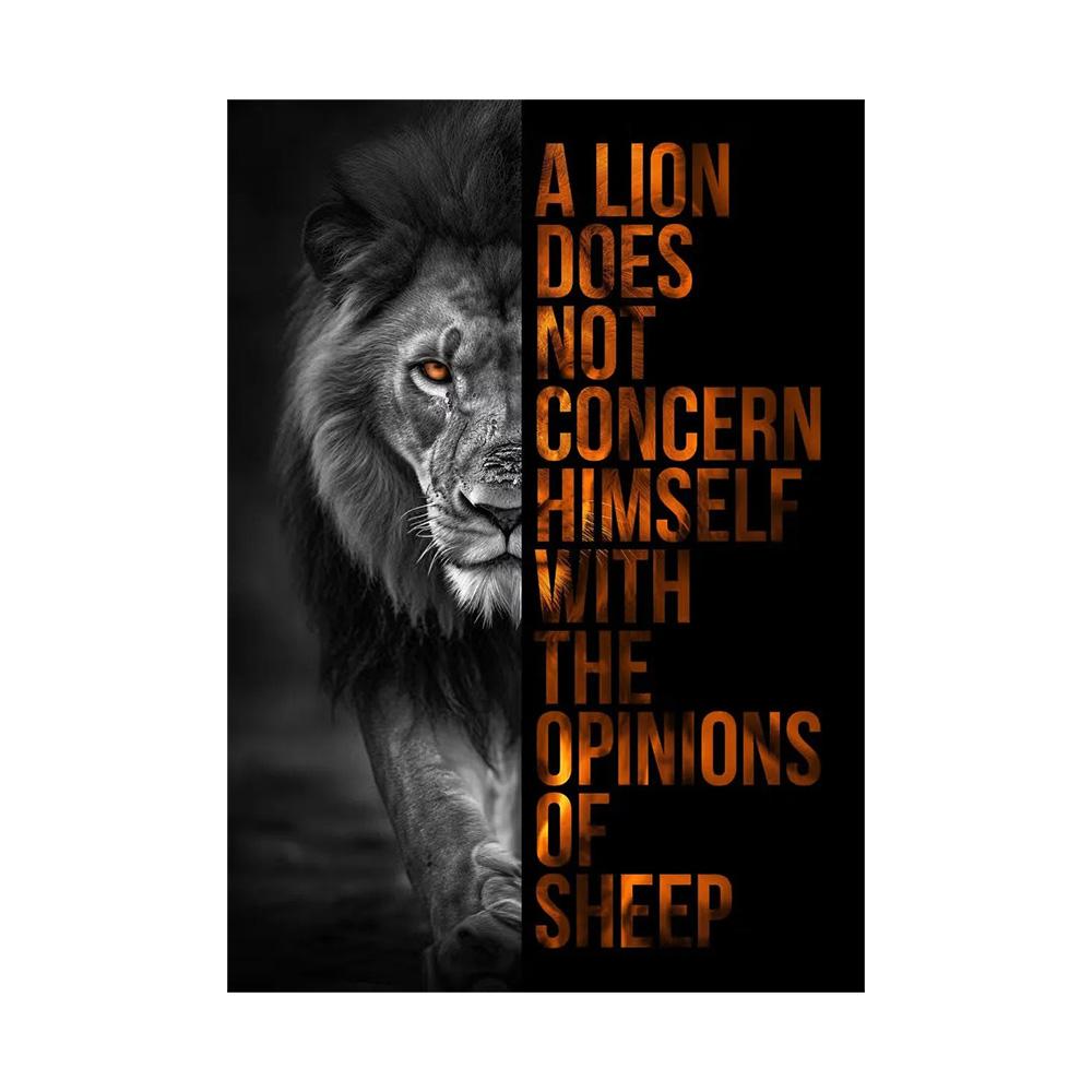 Citazioni Motivazionali Conquista Focus Pittura su Tela Leone Tigre Leopardo Animali Feroci Poster Stampa Muro Soggiorno Decorazioni per la Casa