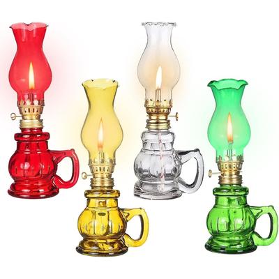 4PCS Chamber Oil Lamp Glass Kerosene Oil Lamps, Home Lighting Hurricane Lamp Clear Kerosene Lamp Lantern, Oil Lantern for Tabletop Decor