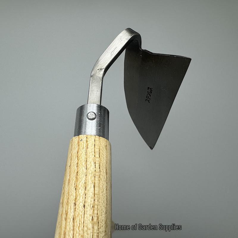 Camellia Wood Handle Japanese Stainless Steel Elbow Hoe and Sickle for Weeding and Cutting Vegetables.