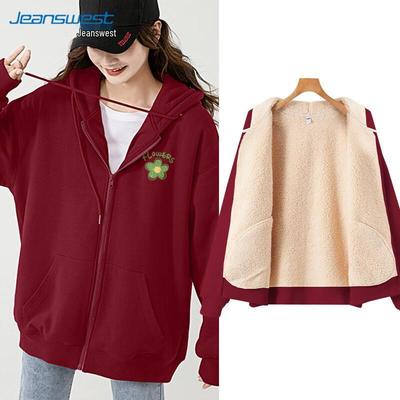 JEANSWEST Women's Lambswool Fleece Cardigan Hoodie