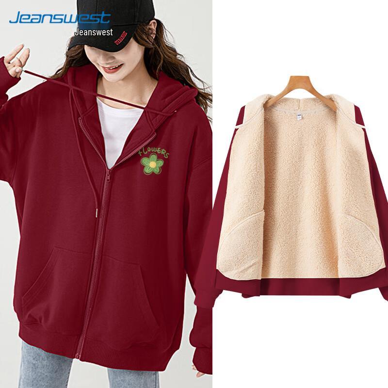 

JEANSWEST Women s Lambswool Fleece Cardigan Hoodie XL