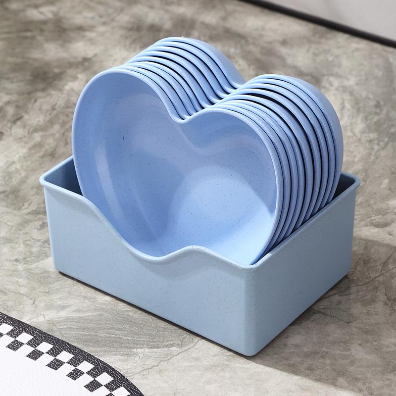 Creative Plates, Snacks, Simple Plates, Thickened Anti-Drop Spitting Bone Saucers, Plastic Fruit Plates, Love Shapes, Drop-Resistant Plates