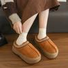 New Winter Women Snow Warm Suede Leather Lazy Loafers Boots Shoes Woman Lady Female Flat  Boots Mules 2024