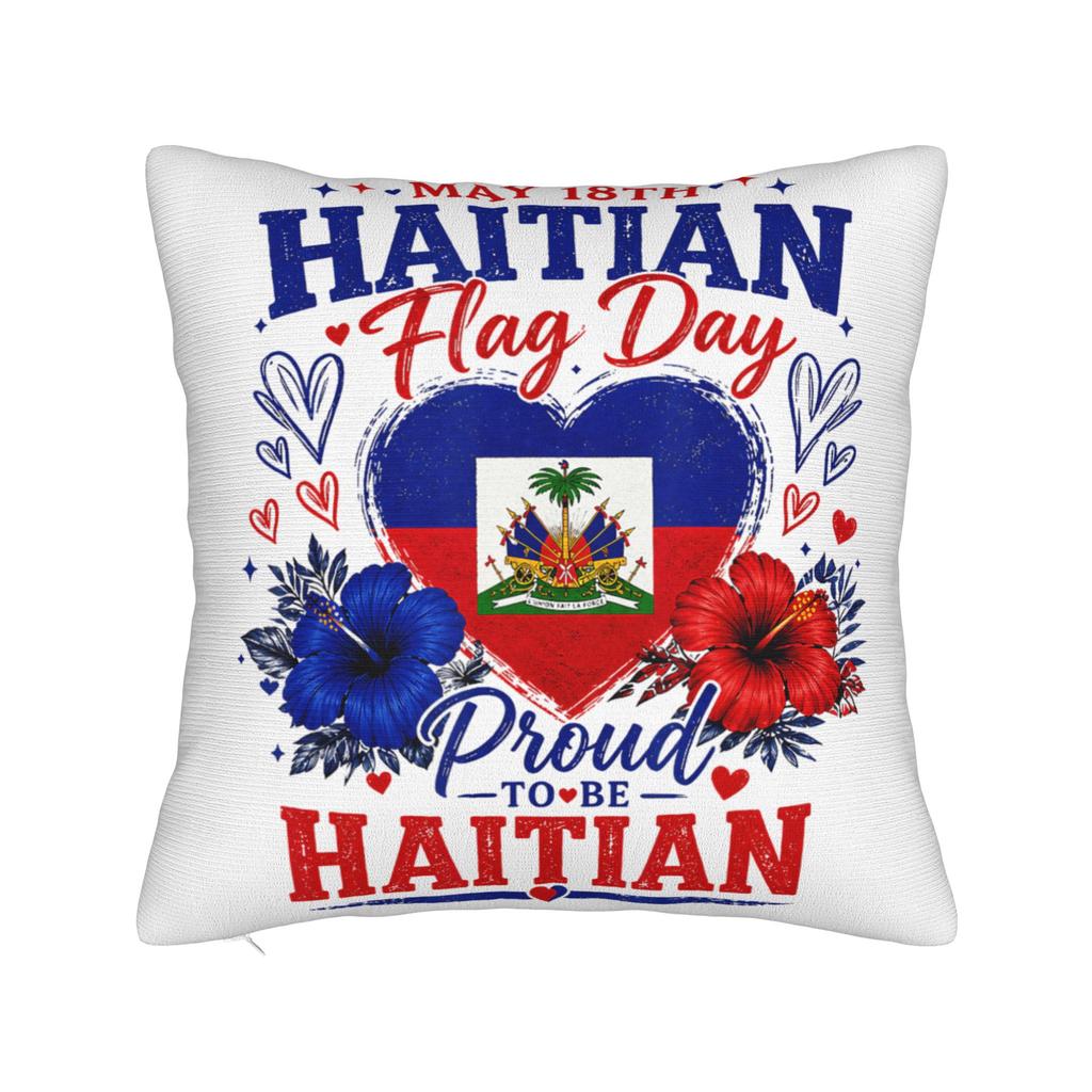 Haiti Haitian Flag Caribbean Souvenir Pillow Cover Comfy Cushion Cover Funny Pillow Case For Couch Sofa Bedroom