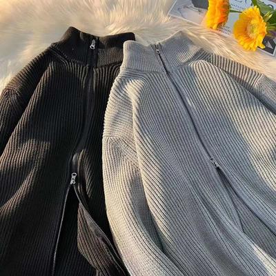 Thickened Jacket for Women Fall Warm Comfortable Loose Knitted Cardigan Zipper Sweater Casual Versatile Outside Wear Warm Jacket