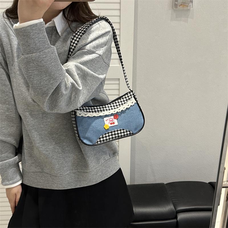 Korean Style Plaid Shoulder Bag - Cute, Fashionable, Versatile Underarm Bag for Women