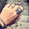 Retro Skull for Head Ring Exaggerated Mens Finger Rings Fashion Personality Joint Ring Hip Hop Ring Adjustable Open Size