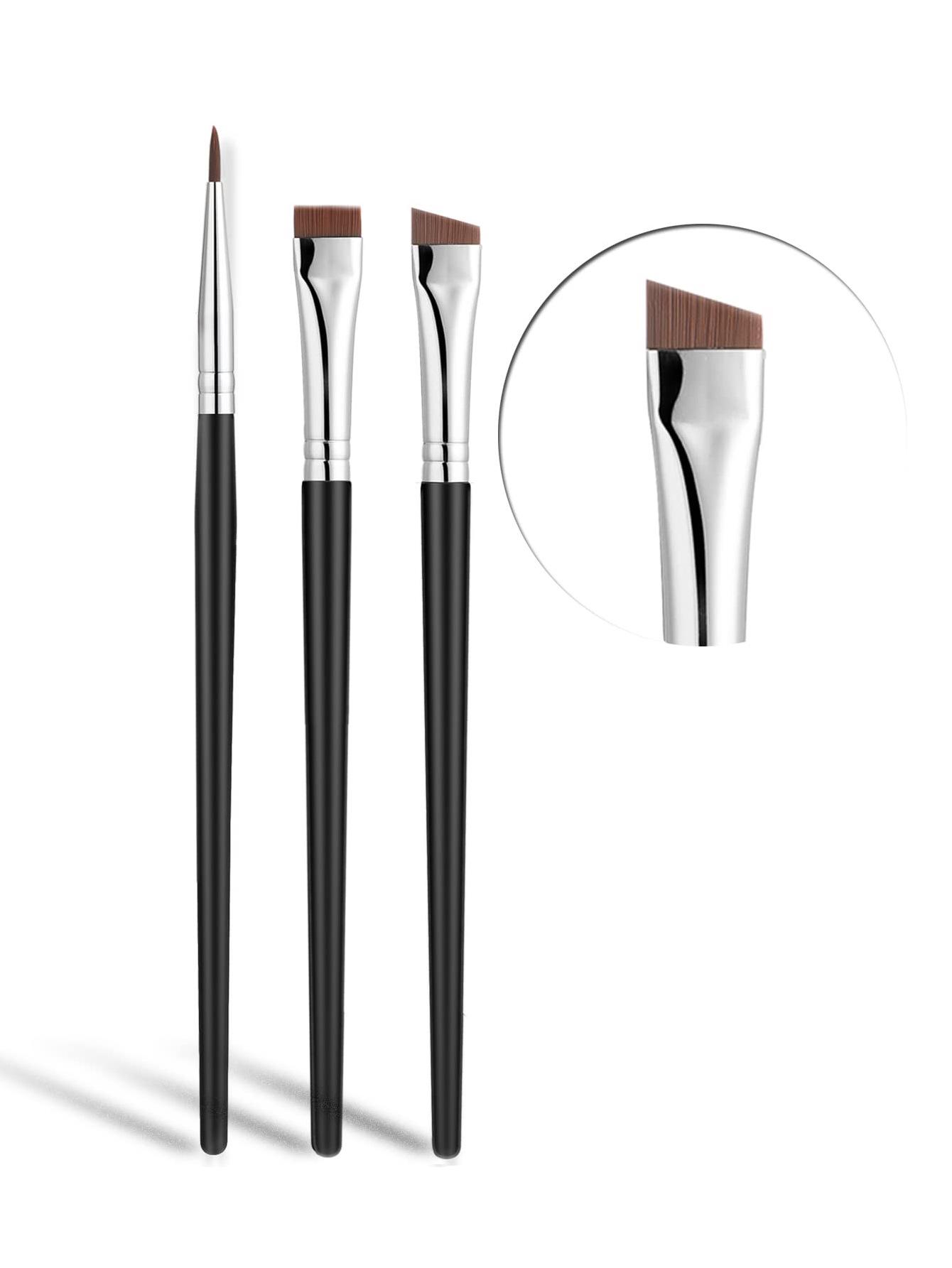 Flat Head Eyeliner Brush & Angled Eyebrow Brush for Under-Eye and Detail Makeup