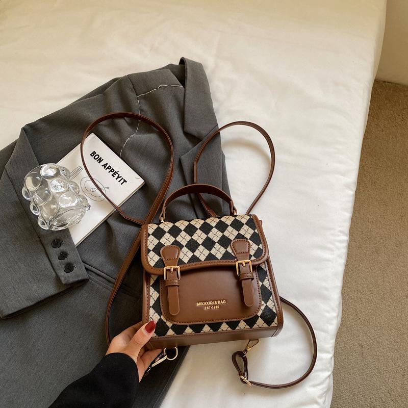 

Rhombus retro backpack women s fashion niche student class bag street trend travel small backpack