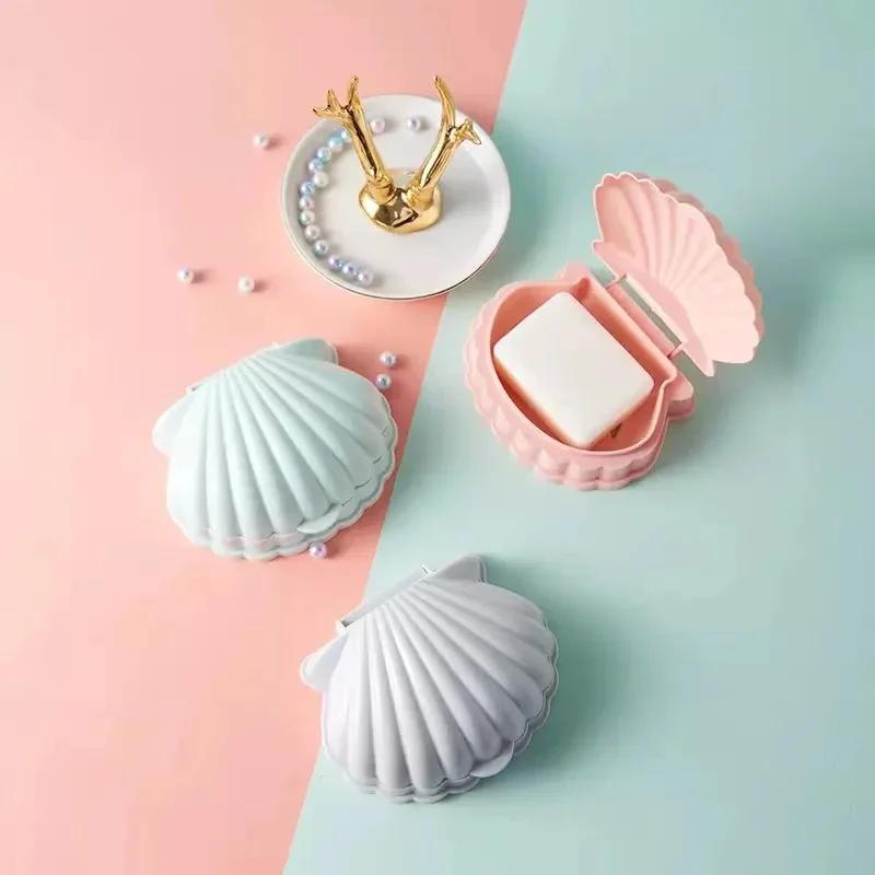 Toilet Creative Seashell Portable Double-layer Drainage Soap Box Soap Box