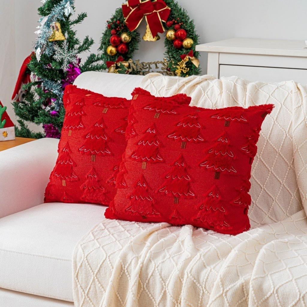 Christmas Lights Embroidered Pillow Case American Retro Living Room Sofa Pillow Cushion Christmas Atmosphere Home Decoration