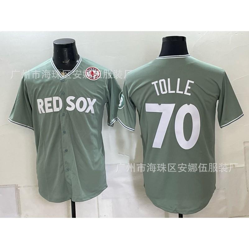 Maglietta da Baseball Unisex Ricamata Boston Red Sox Abbigliamento Sportivo Miscela di Cotone Traspirante Abbigliamento per tifosi