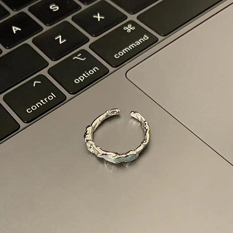 ANENJERY Nieregularne niebieskie pierścionki epoksydowe dla kobiet dziewczynki moda słodki fajny pierścionek OL akcesoria do biżuterii