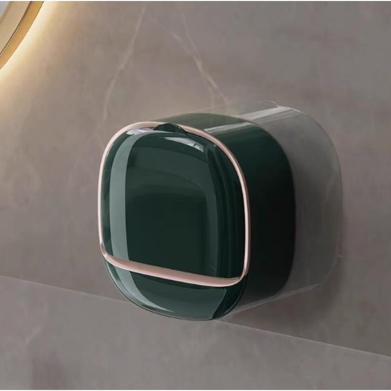 Wall Mounted Soap Holder With Lid, High-End Drainage Soap Holder, Waterproof Soap Dish Storage, Suitable For Bathroom, Shower