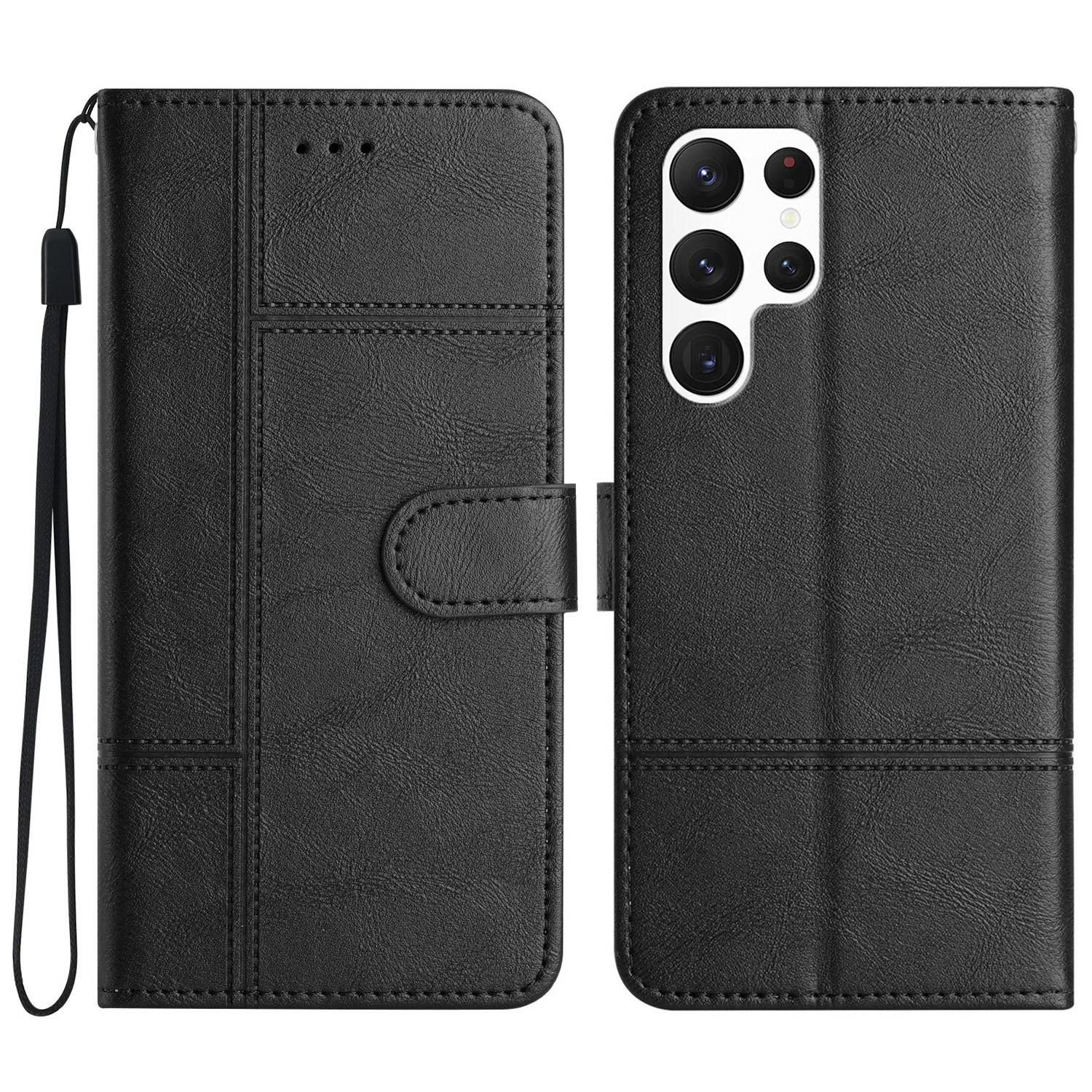 For Samsung Galaxy S25 Ultra Case Line Imprinted PU Leather Wallet Phone Cover A